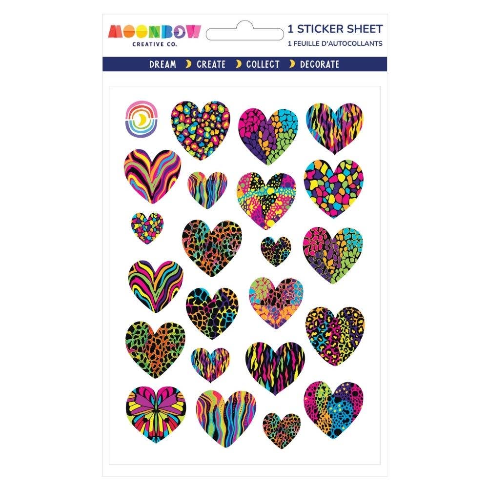 80s Animal Print Hearts Glossy Sticker Sheet by Moonbow Creative