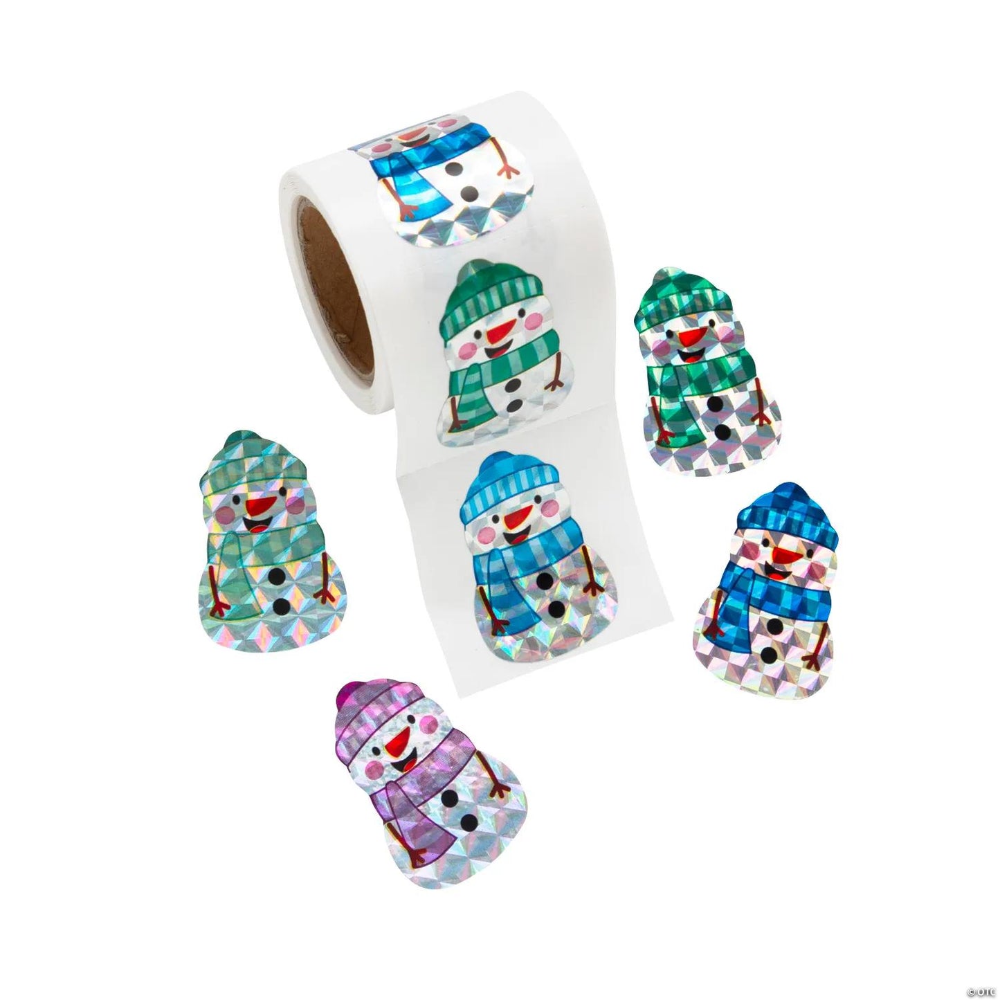 Holographic Snowmen Stickers, Pack of 12