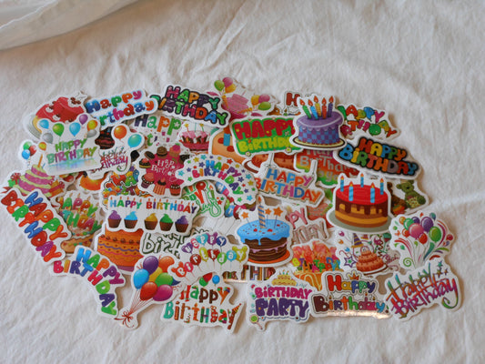 Happy Birthday Vinyl Stickers, Pack of 10