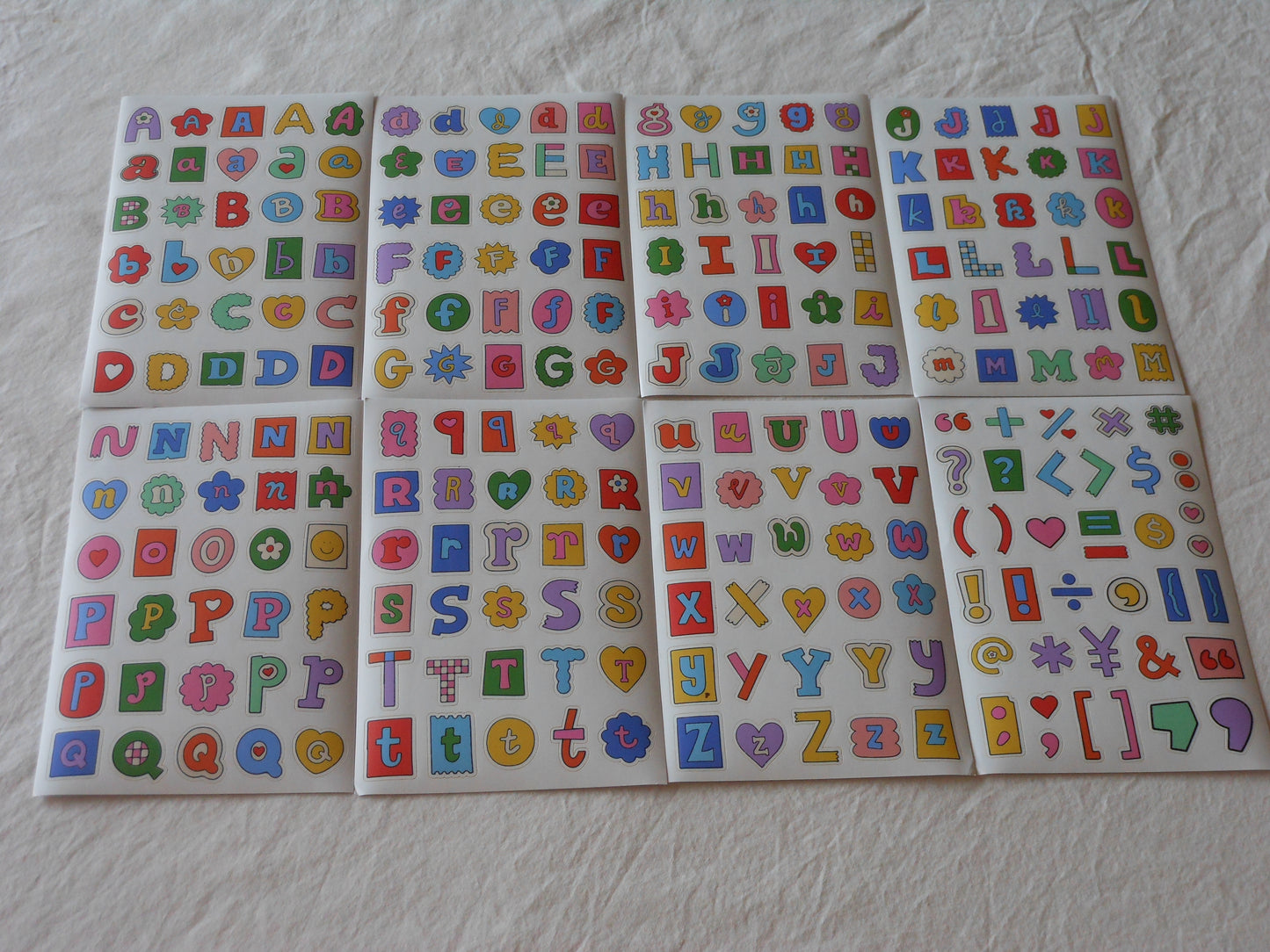 Cartoon Alphabet Letter Sticker Sheets