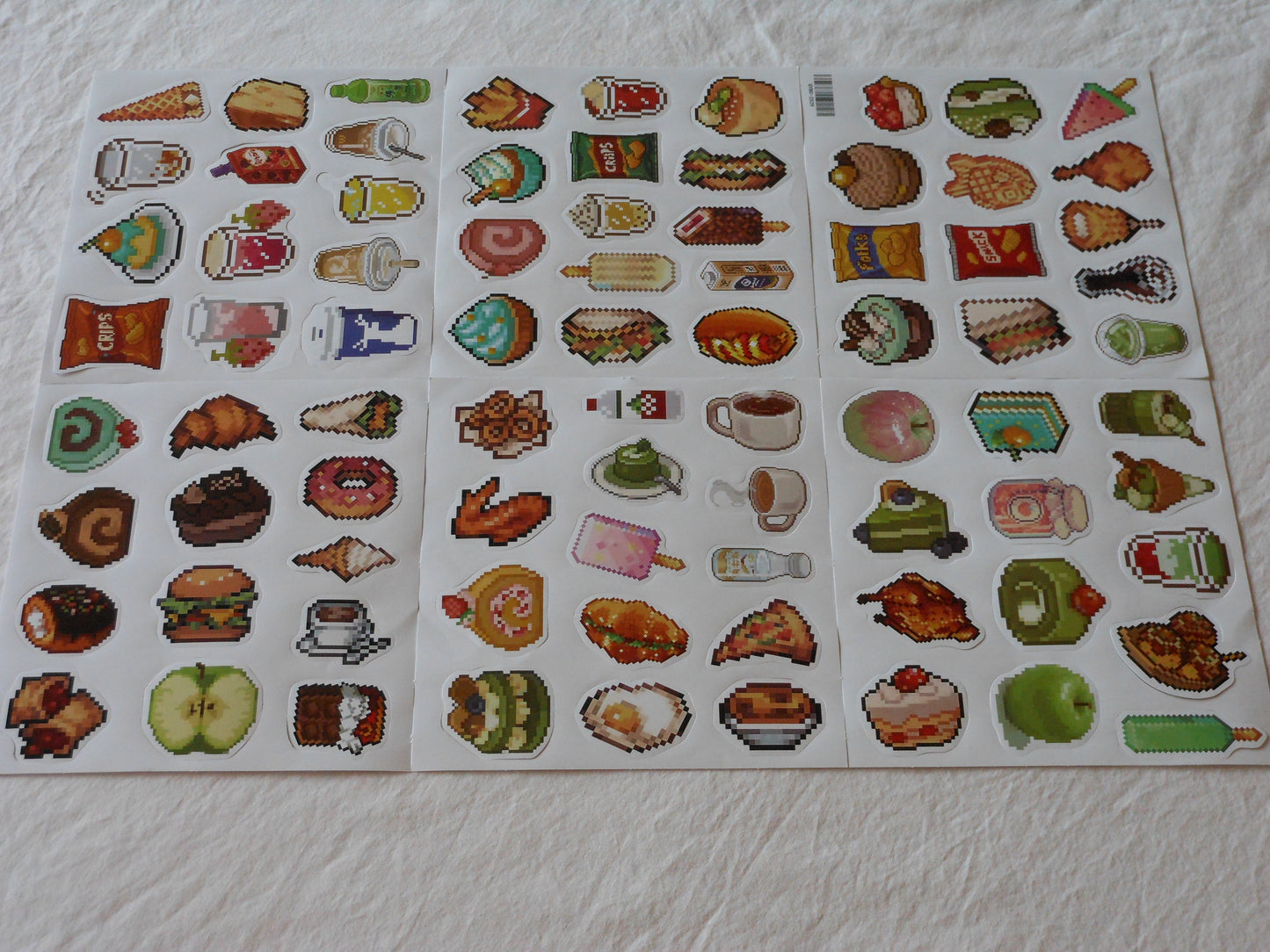 Pixelated Food Sticker Sheets