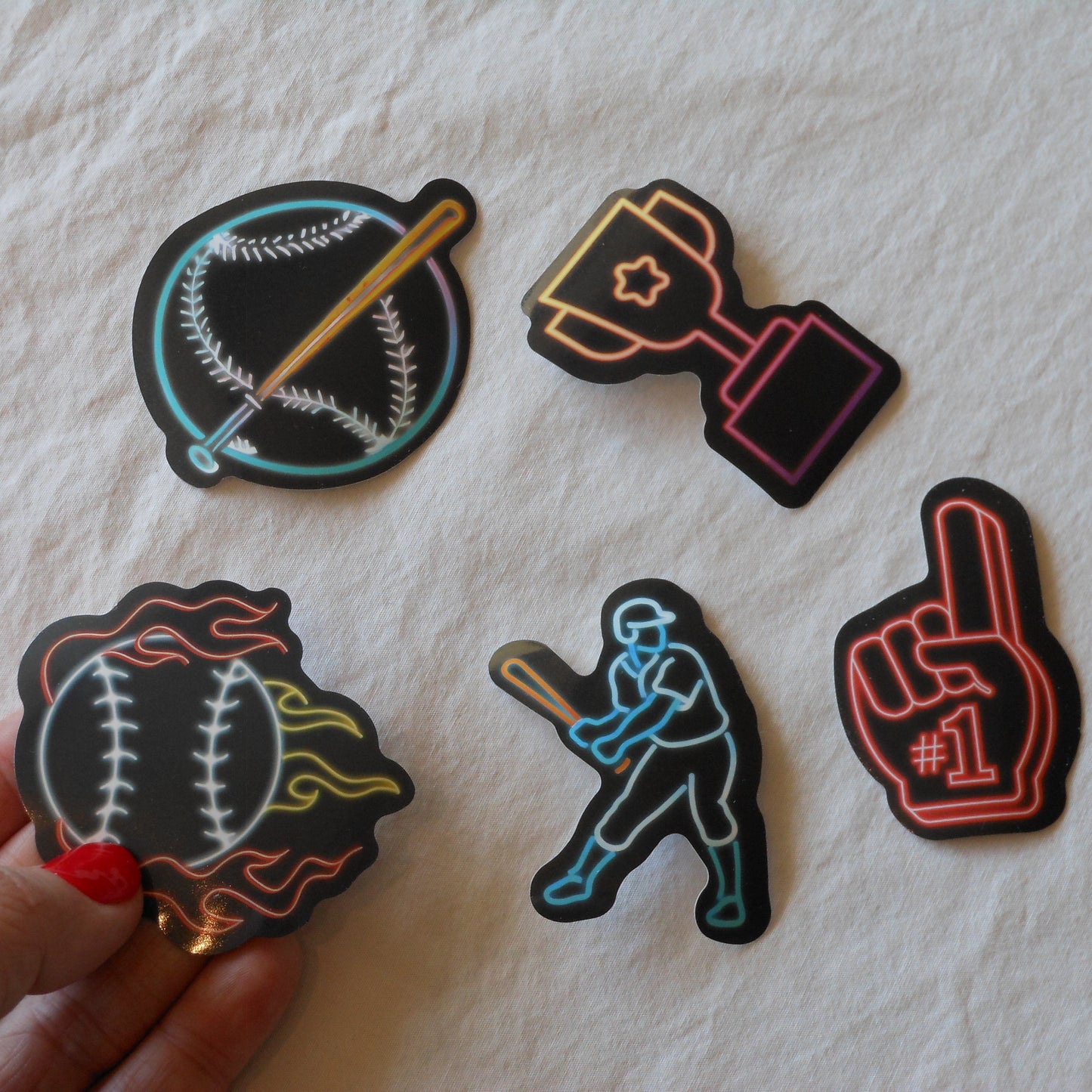 Neon Baseball Stickers, Pack of 10