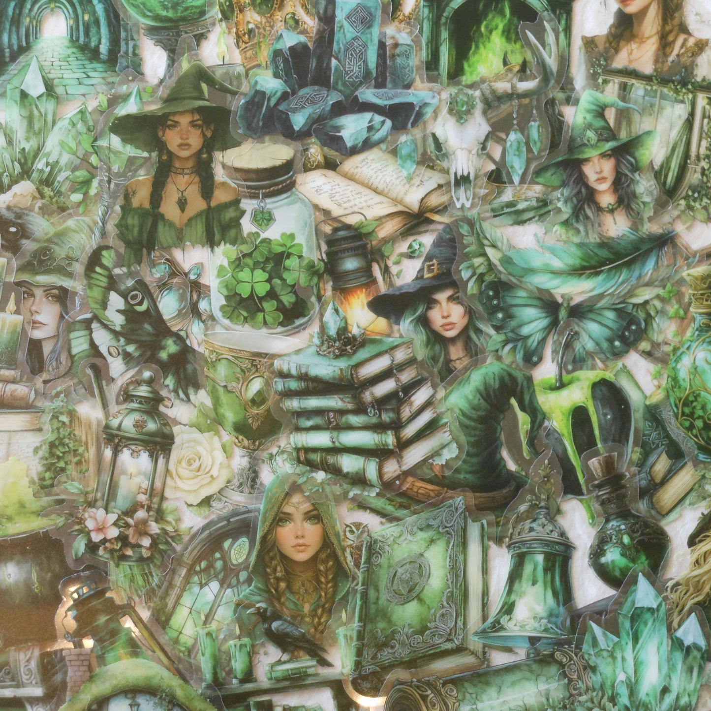 Green Mystical and Magical Stickers, Pack of 10