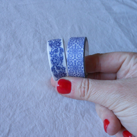 Blue Porcelain Pattern Washi Tape, Set of 2