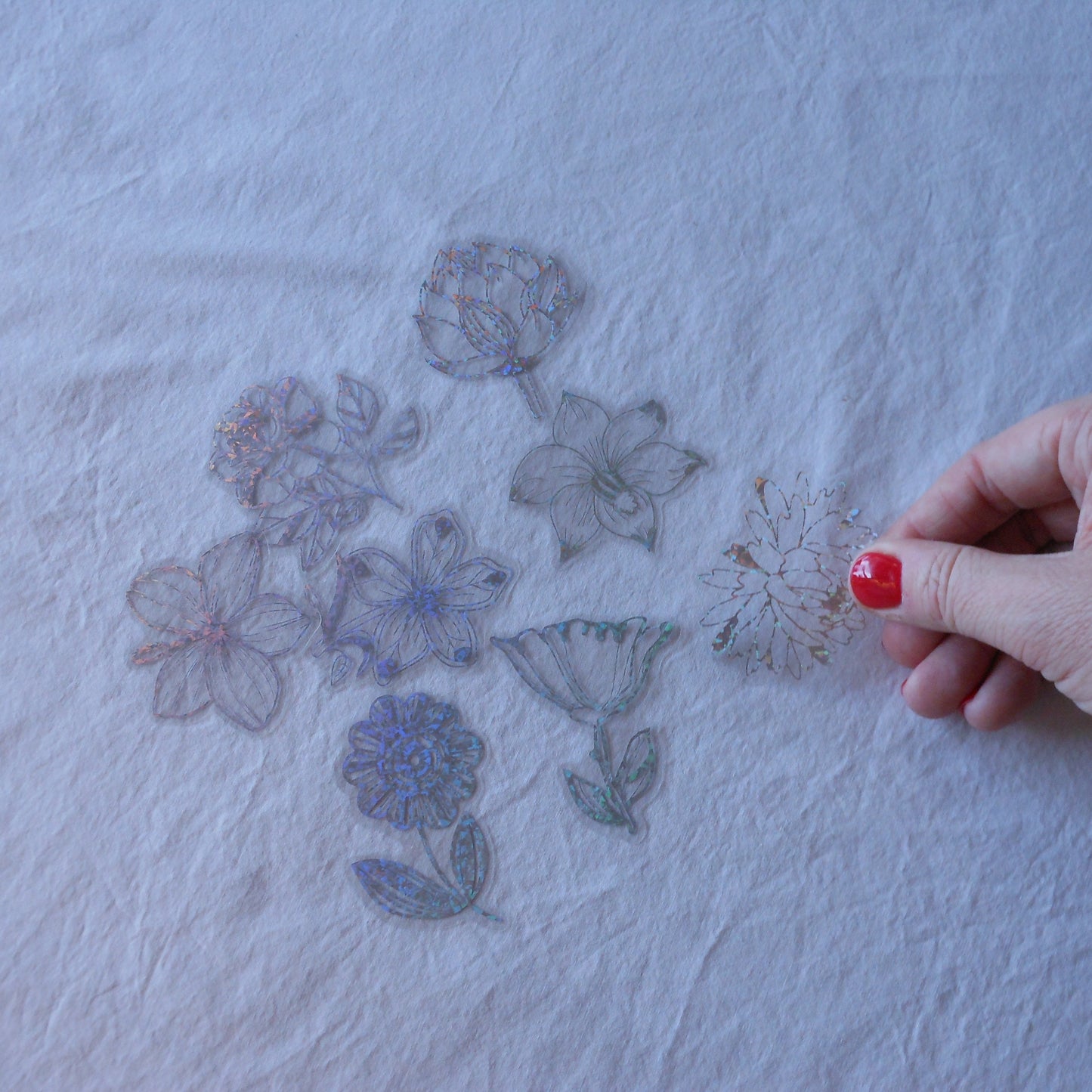 Glitter Iridescent Flower Stickers, Pack of 10