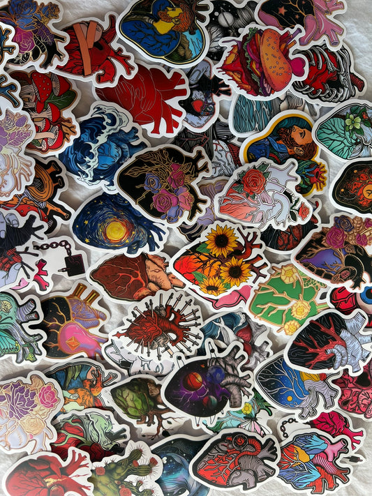 Illustrated Heart Stickers - Pack of 10