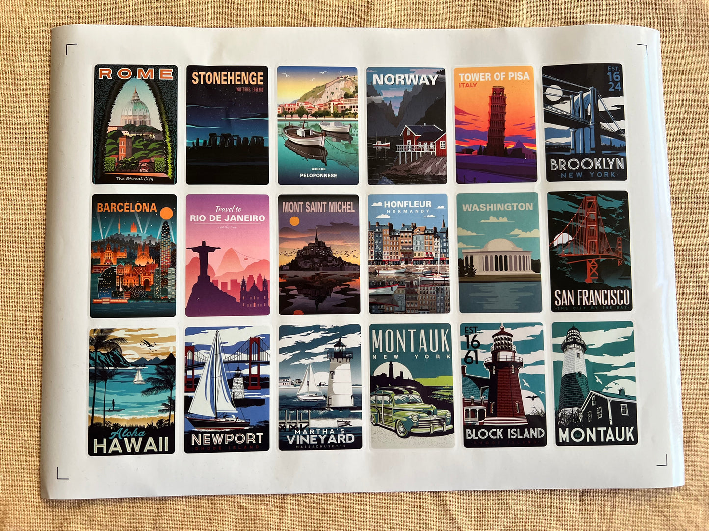 Travel Poster Sticker Sheets