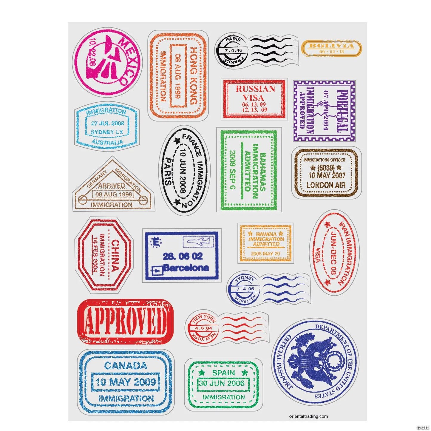 Passport Stamp Sticker Sheets