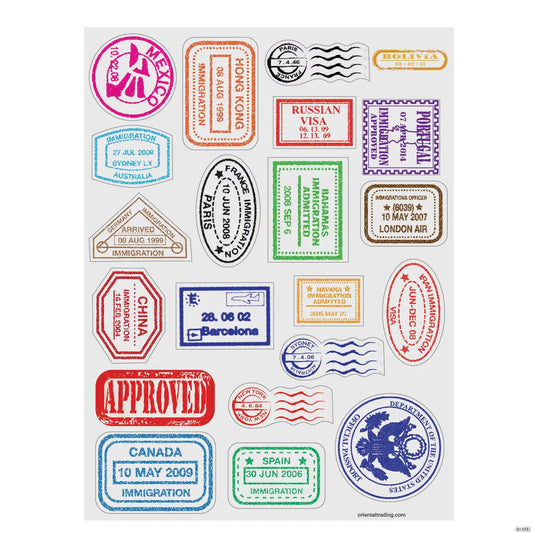 Passport Stamp Sticker Sheets