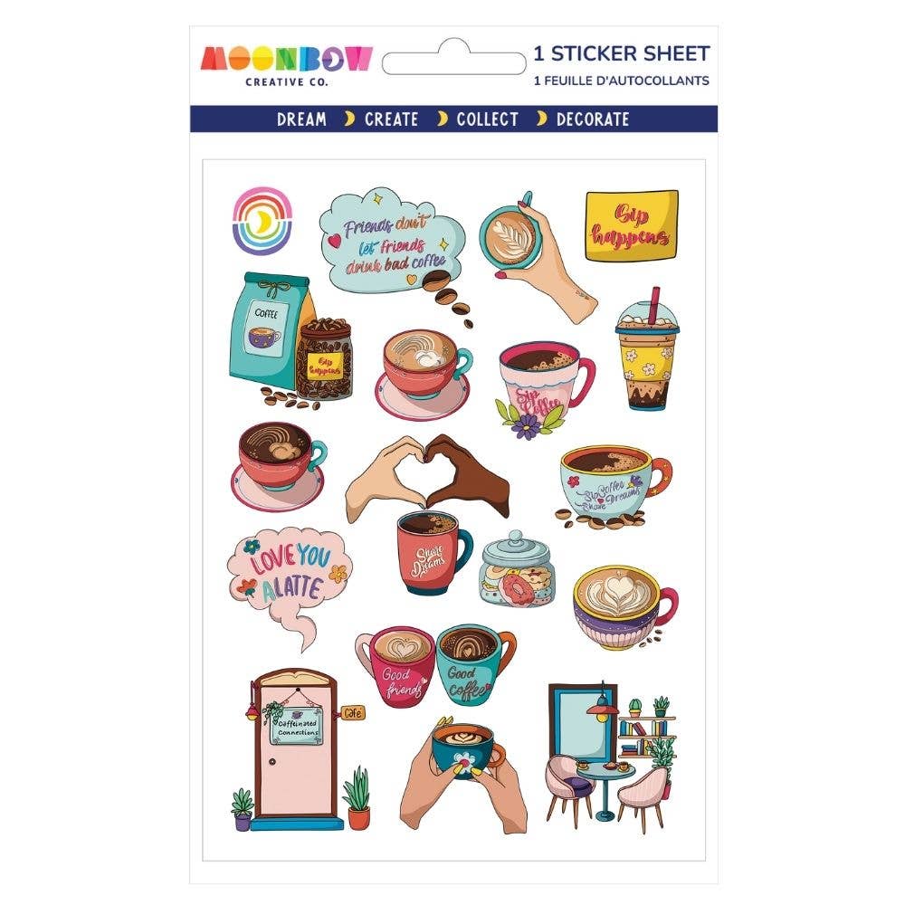 Caffeinated Connections Glossy Sticker Sheet by Moonbow Creative