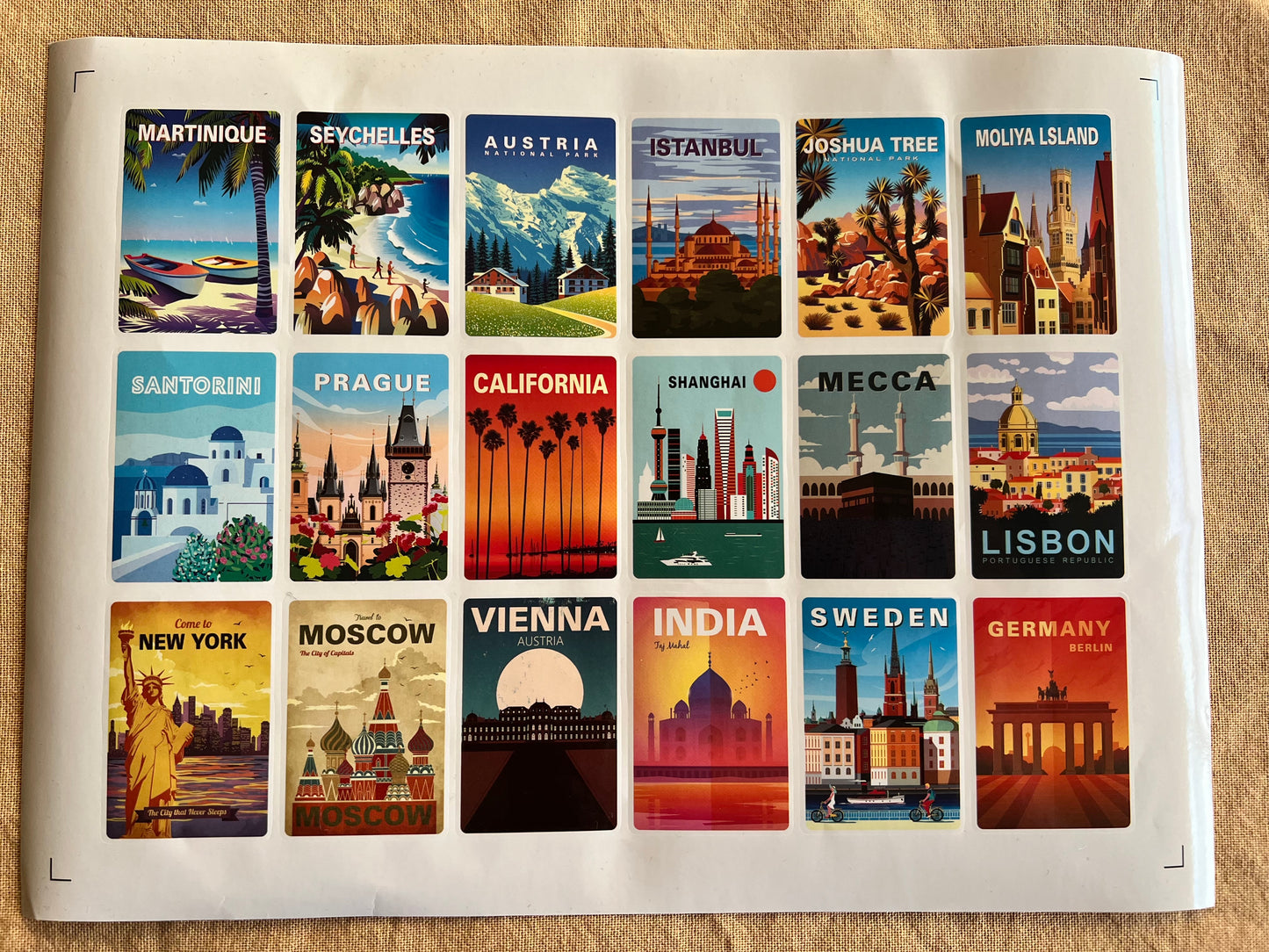 Travel Poster Sticker Sheets