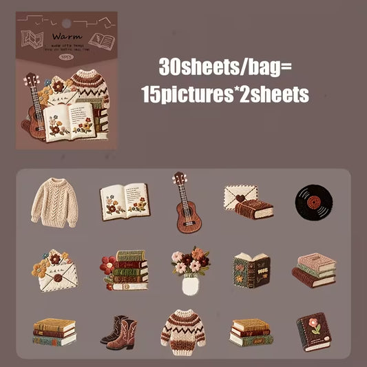 Cozy Knit-Look Stickers Pack of 20