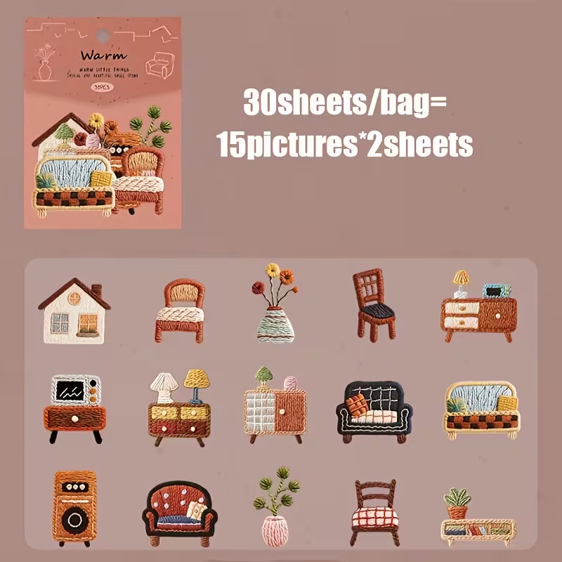 Cozy Knit-Look Stickers Pack of 20