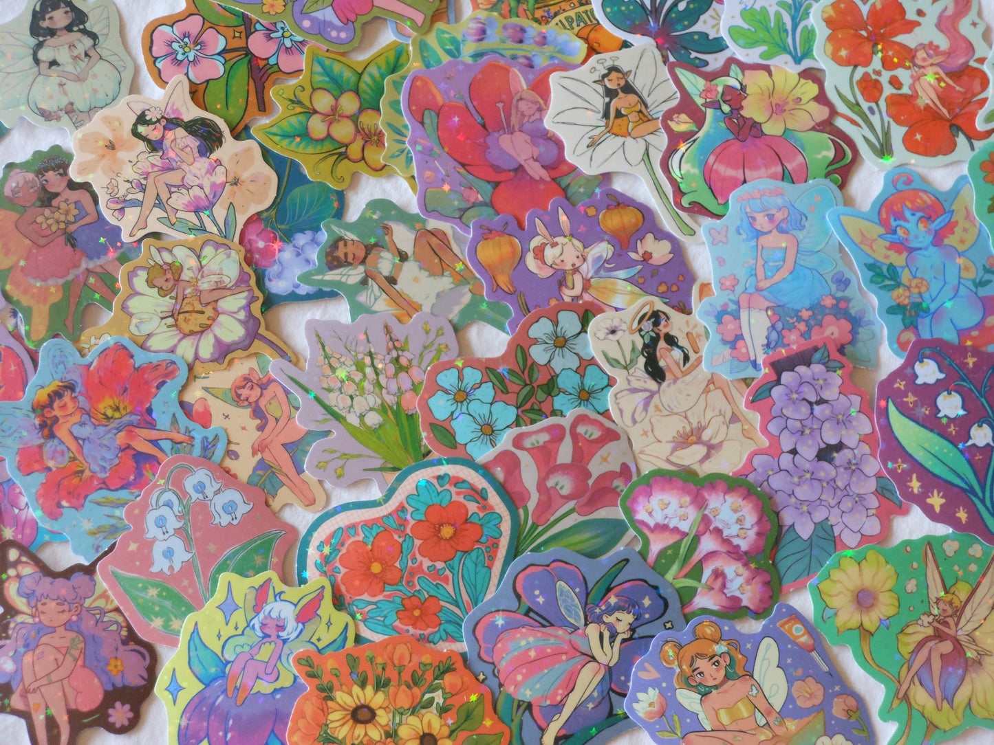 Holographic Fairy and Flower Stickers, Pack of 10