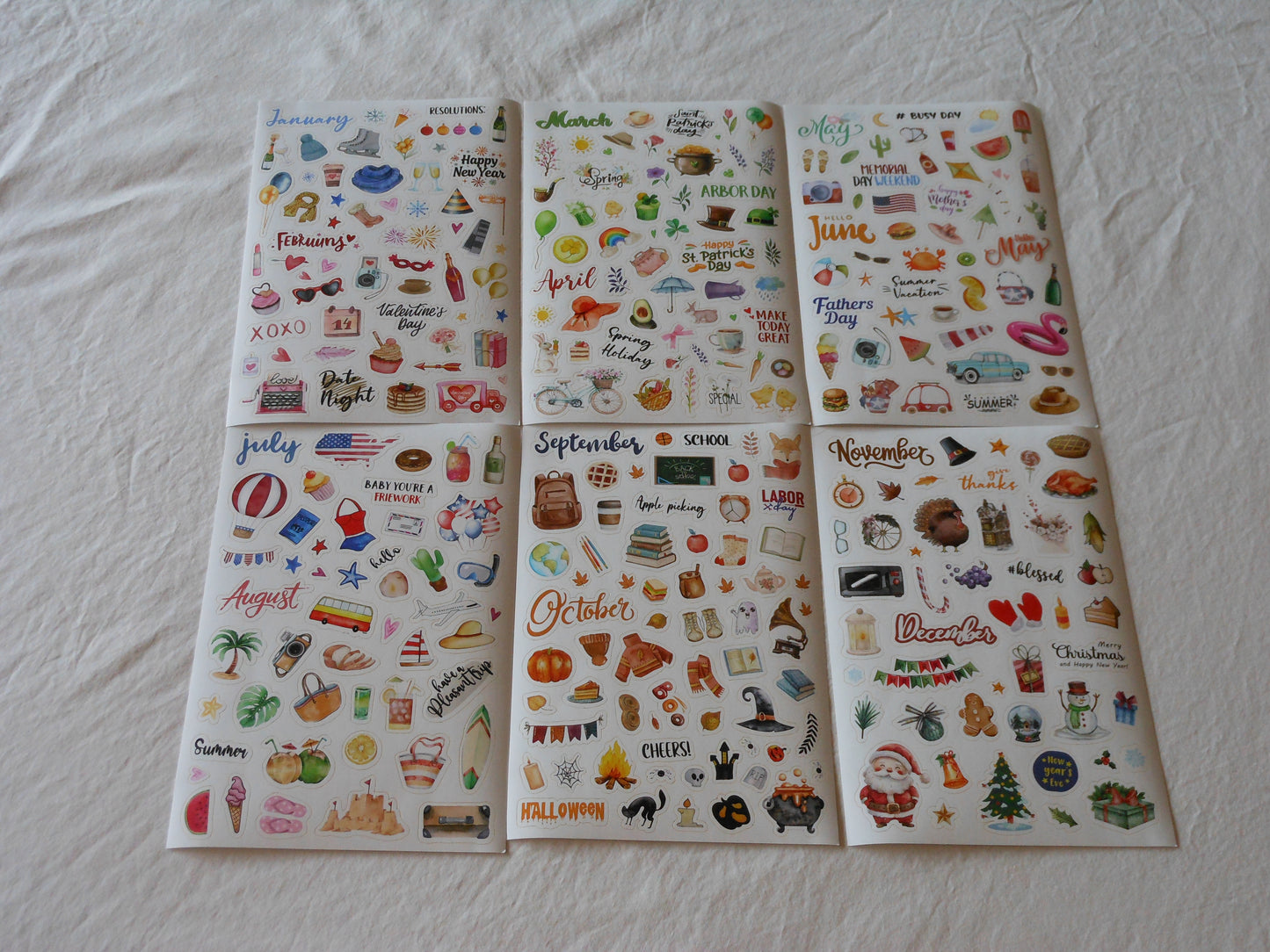 12 Month Planner Sticker Sheets