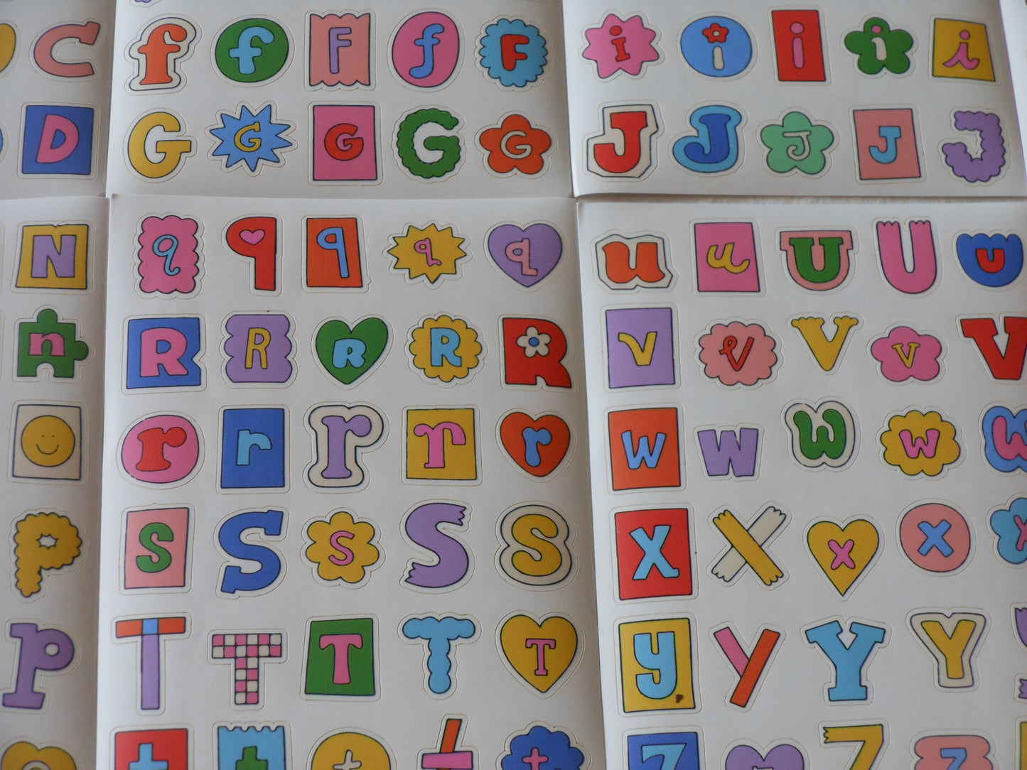 Cartoon Alphabet Letter Sticker Sheets