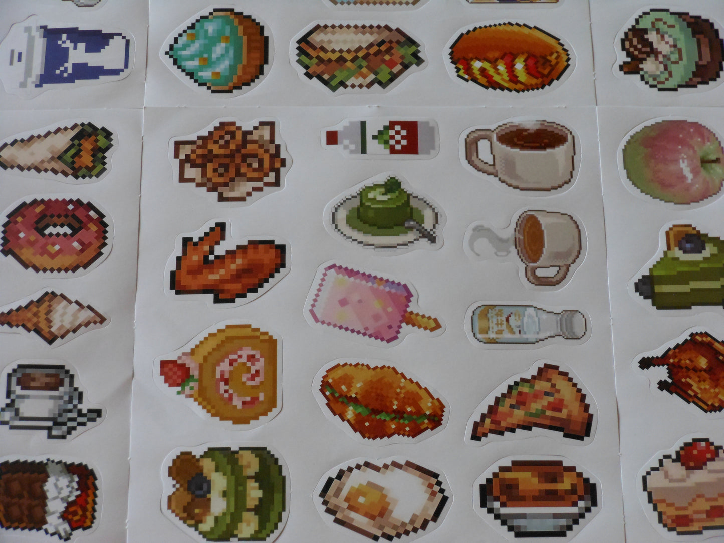 Pixelated Food Sticker Sheets