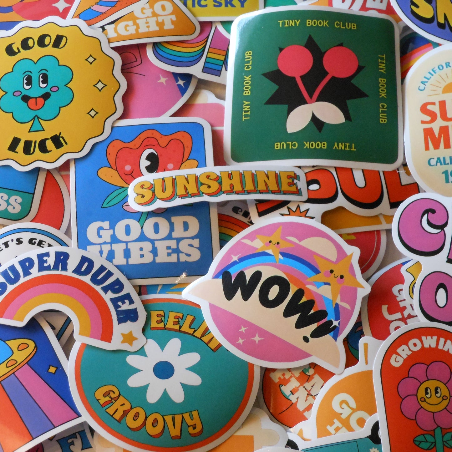 Positive Vibes Retro Stickers, Pack of 10