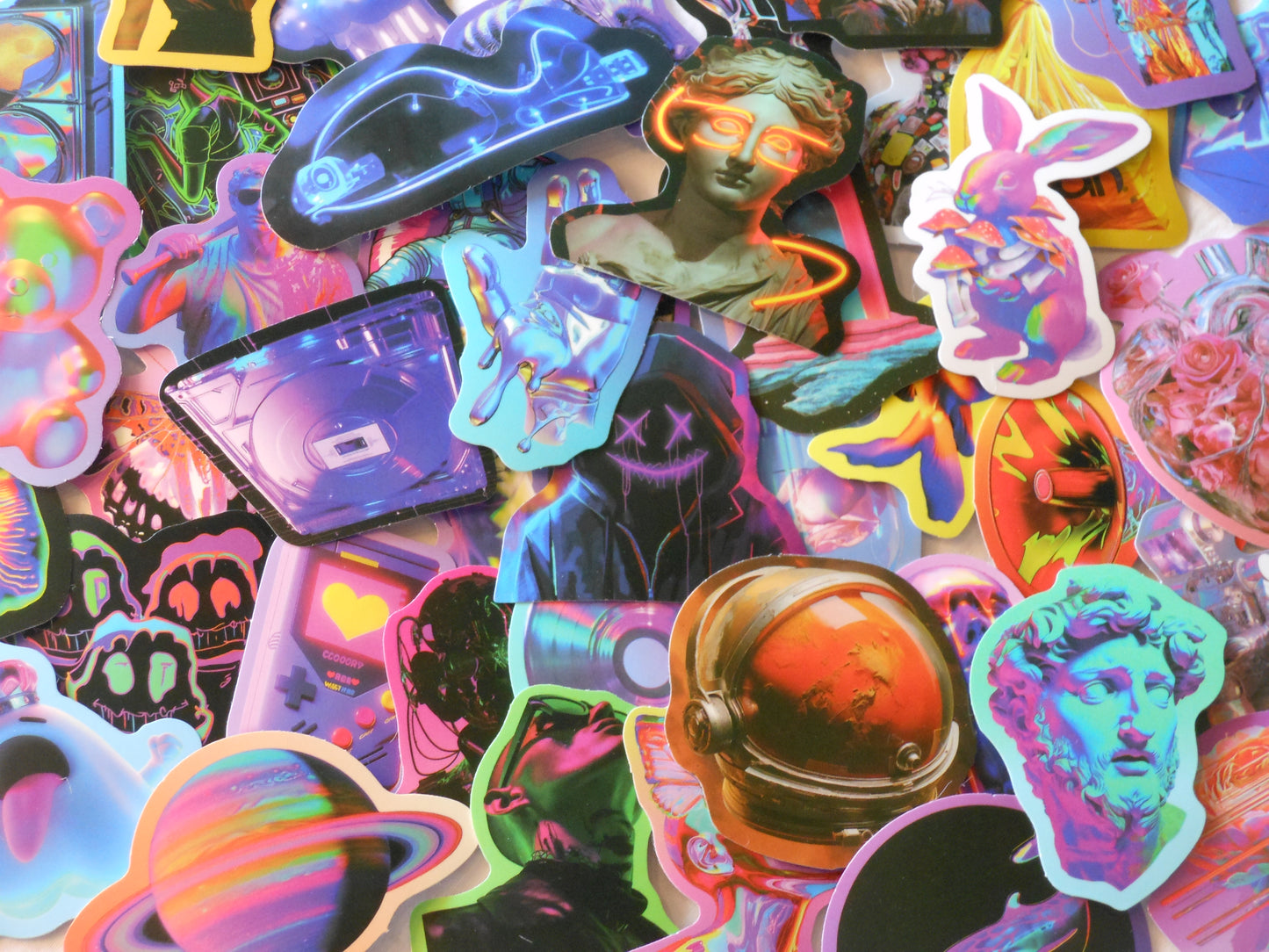 Psychedelic Neon Stickers, Pack of 10