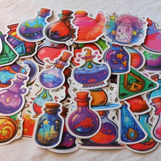 Cartoon Potions Stickers, Pack of 10