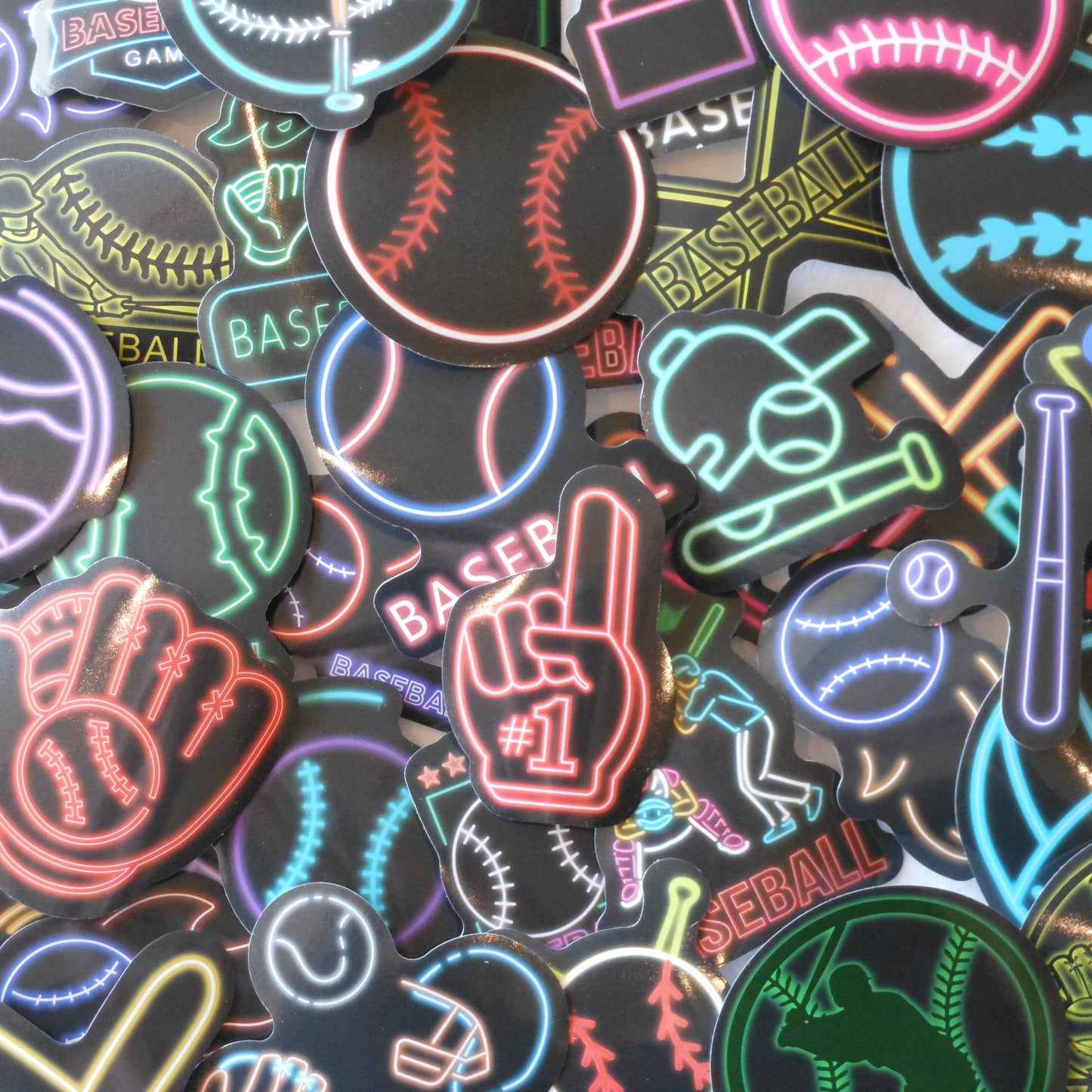 Neon Baseball Stickers, Pack of 10