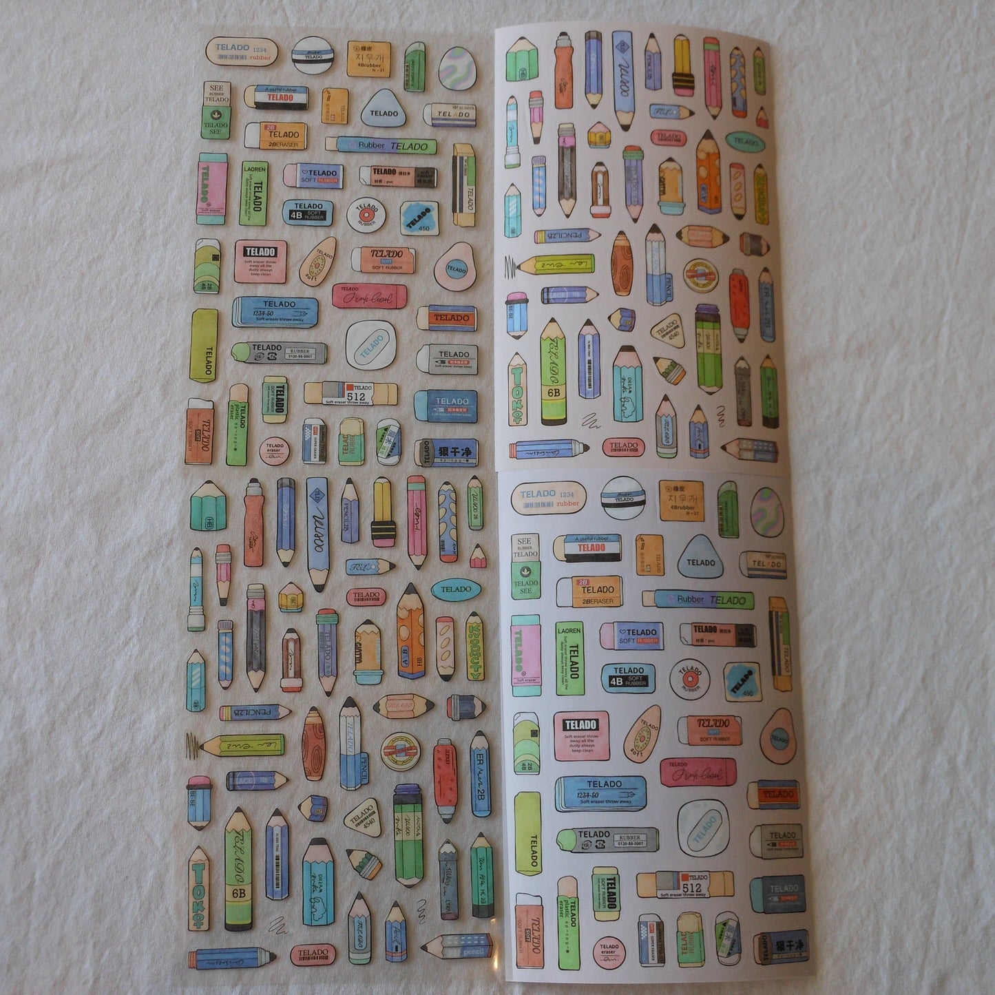 Pen and Eraser Sticker Sheets