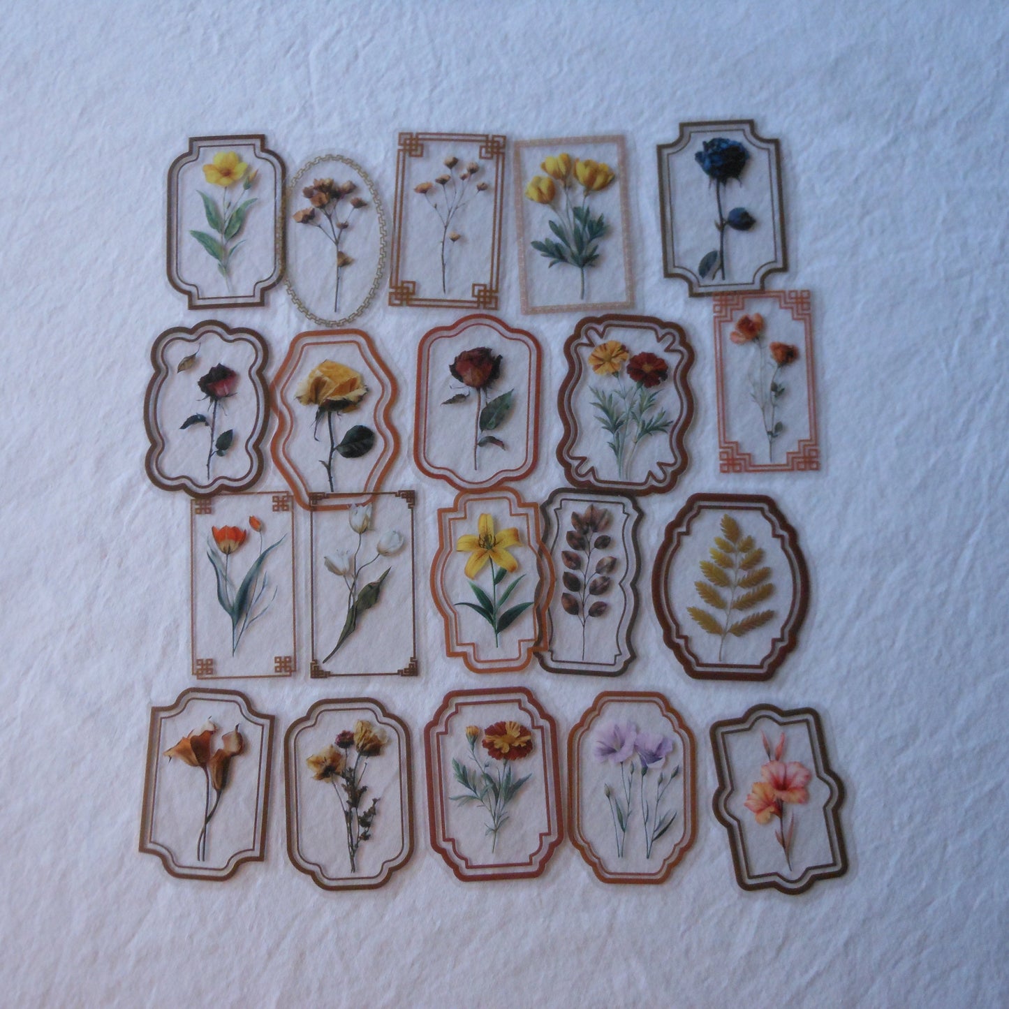 Framed Flower Stickers, Pack of 10