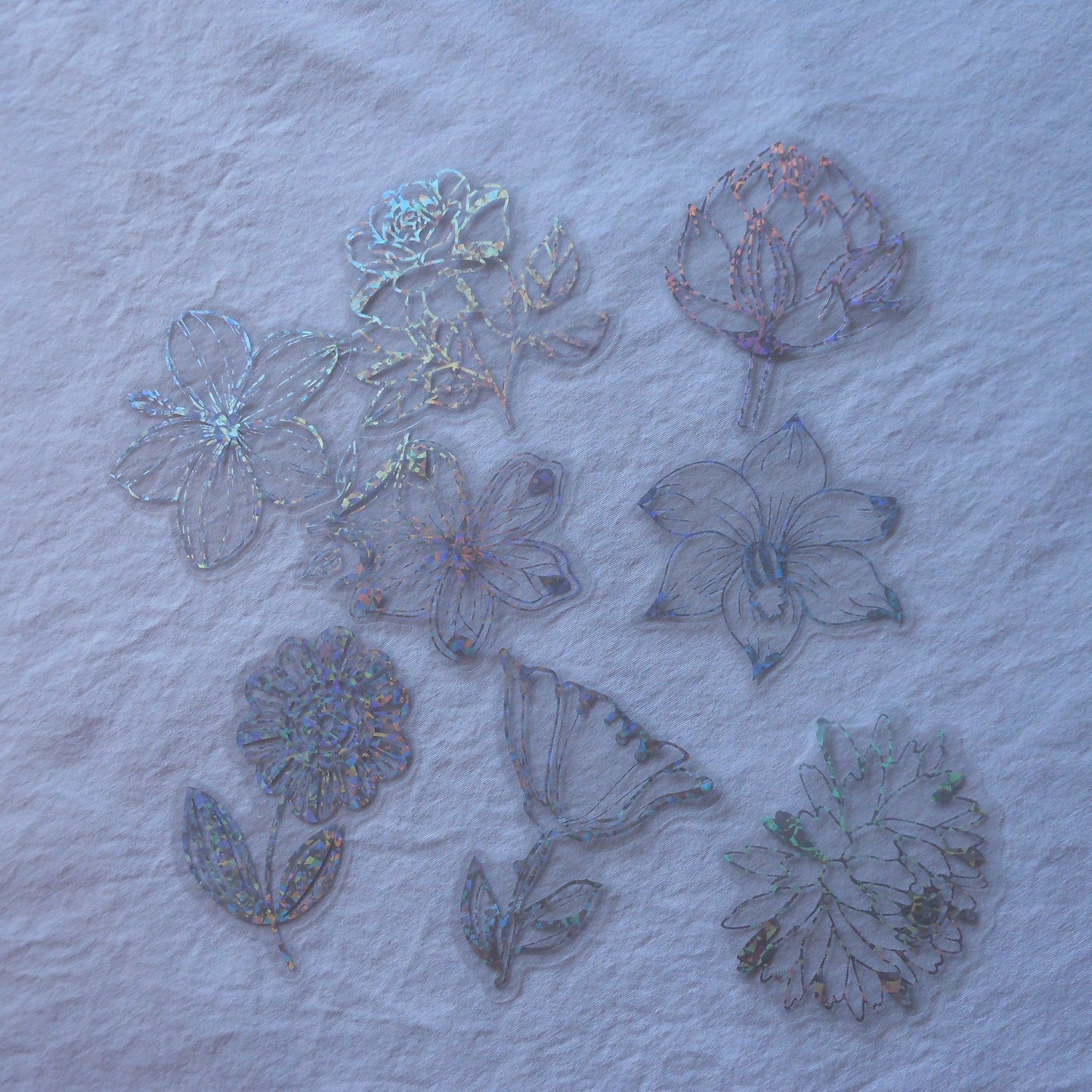 Glitter Iridescent Flower Stickers, Pack of 10