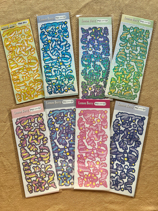 Glitter Ribbons Sticker Sheet