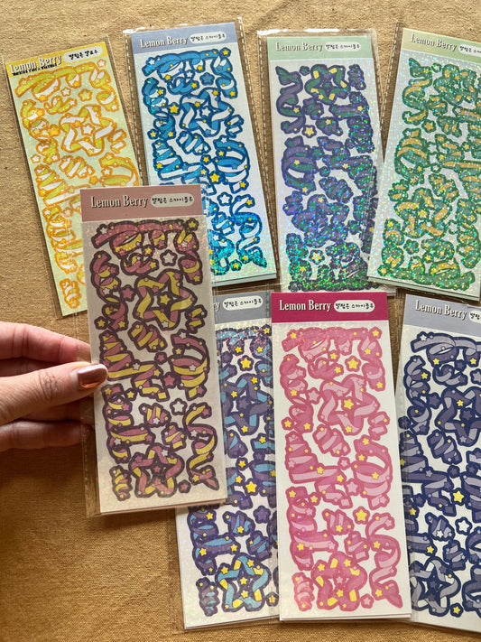Glitter Ribbons Sticker Sheet