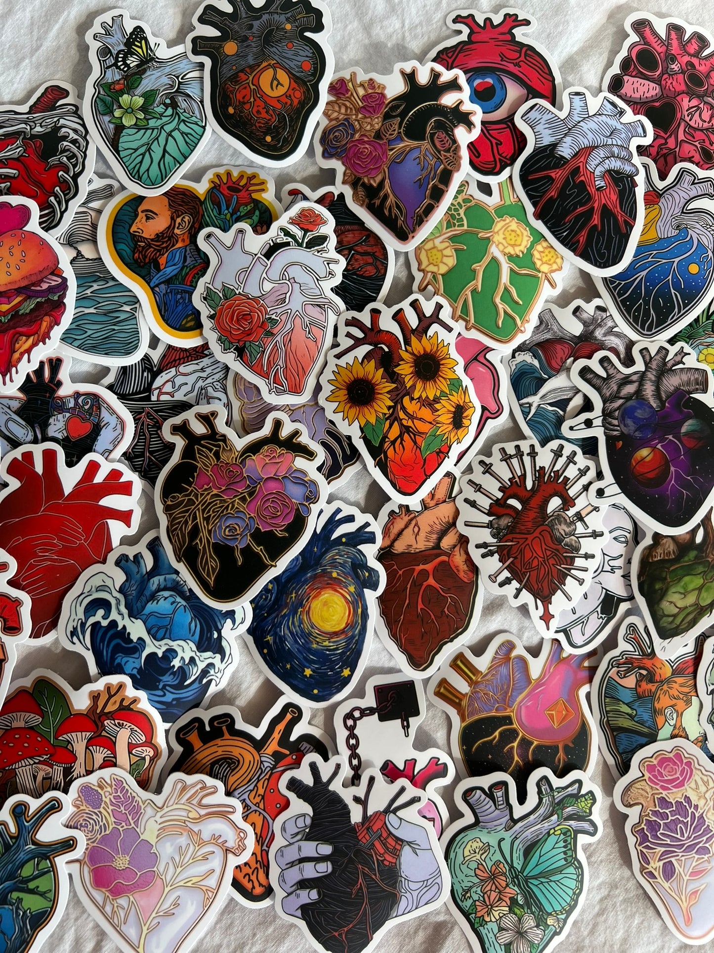 Illustrated Heart Stickers - Pack of 10