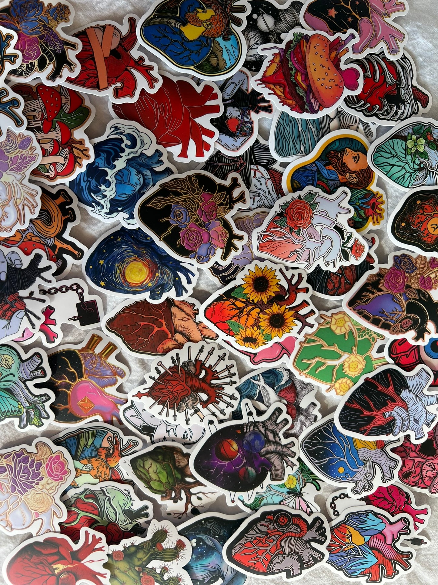 Illustrated Heart Stickers - Pack of 10
